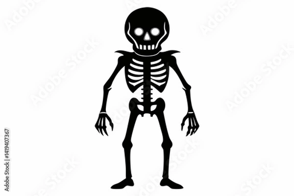 Obraz skeleton silhouette line art vector illustration