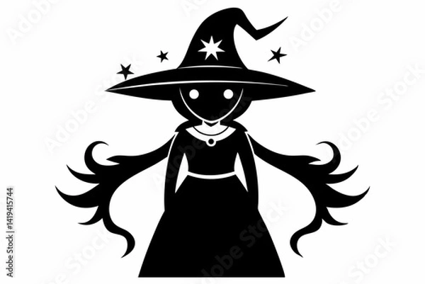 Obraz witch silhouette line art vector illustration