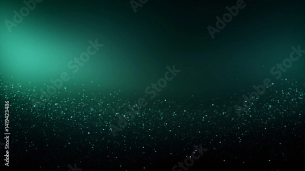 Fototapeta Dark simple light green background with golden glitter and particles, perfect for luxury display and celebration.

