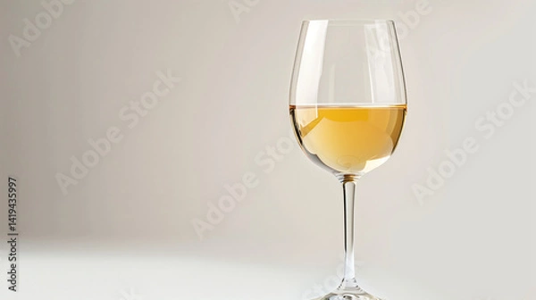 Obraz Elegant Wine Glass A Close-Up of Stemware with Amber Liquid Against a Neutral Backdrop