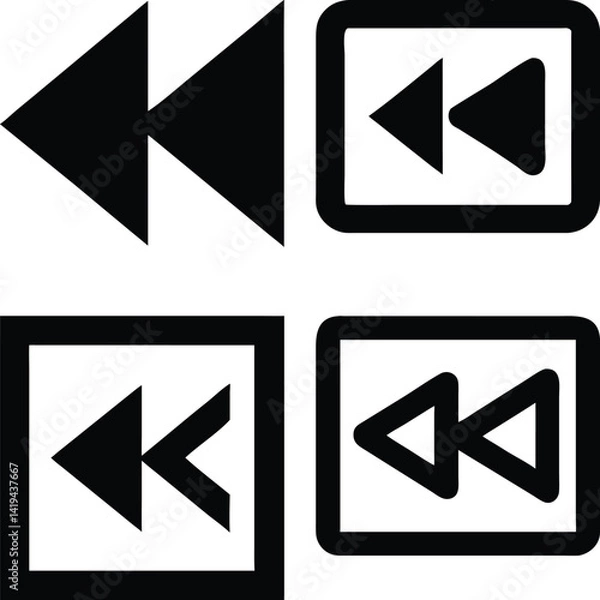 Fototapeta Rewind icon Vector Silhoette Bundle Set Collection