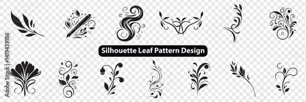 Fototapeta Silhouette leaf pattern vector