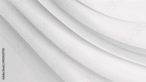 Fototapeta Elegant plain white gradient background with smooth transitions and wavy curved lines for modern digital use.

