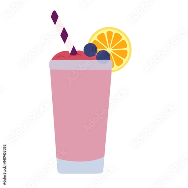 Fototapeta Strawberry smoothies with blueberries and lemon