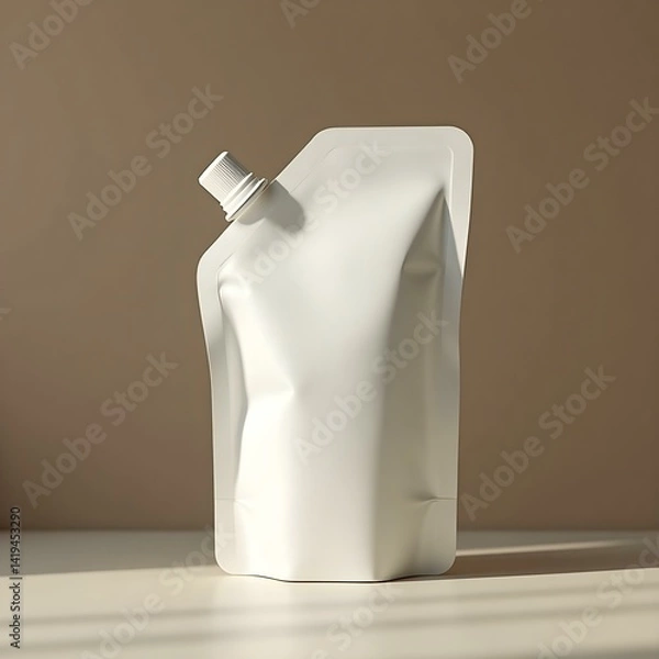 Fototapeta Refill Pouch Mockup for Cleaning Liquid – Standing on Shelf, Minimal Packaging Display