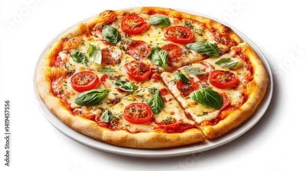 Fototapeta pizza box open flat lay