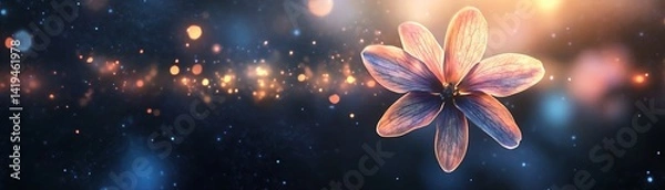 Obraz Delicate flower in celestial bokeh background. Possible use Desktop wallpaper