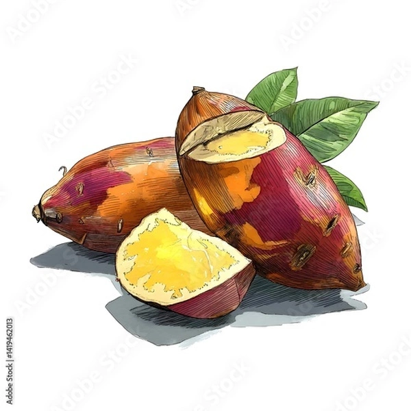 Fototapeta Sweet Potato Delight: Artistically arranged, ripe sweet potatoes evoke the essence of culinary delight and natural sweetness. The composition is an invitation to savor the moment.