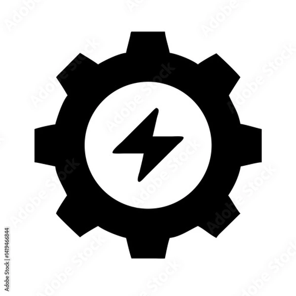 Obraz Gear with Power Bolt Inside Icon Design