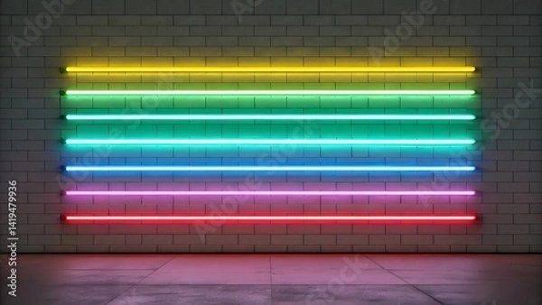 Fototapeta Vibrant Neon Light Bars with Futuristic Cyberpunk Glow V1