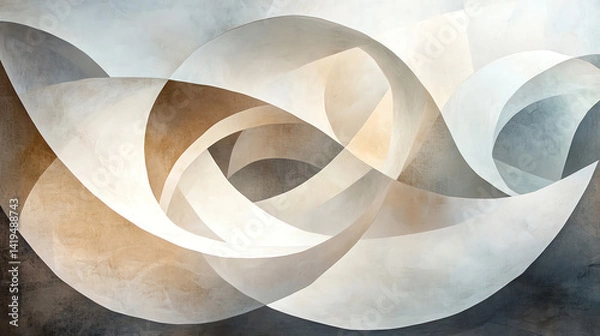 Fototapeta Elegant translucent paper layers overlapping with abstract shapes in a neutral palette. Perfect for minimalist, modern, and artistic designs. Soft textures and subtle tones create a delicate, sophisti