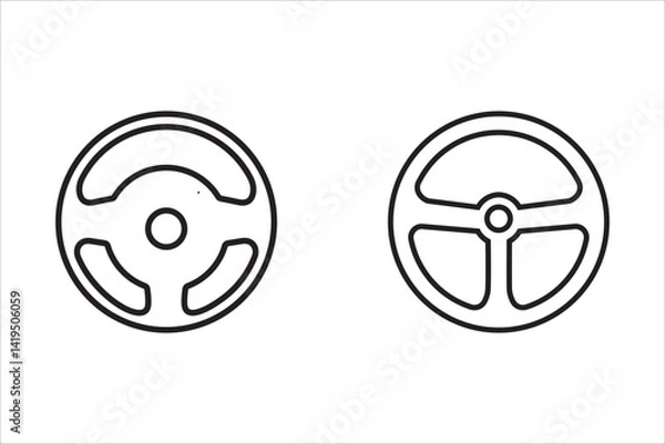 Obraz Steering wheel line icon set, steering wheel solid and outline icon, truck or car automobile steer wheel vector icon for UI designs.