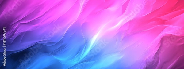 Fototapeta vibrant abstract gradient background featuring flowing waves of pink, purple, and blue colors, creating sense of depth and movement. soft transitions evoke calming and artistic atmosphere