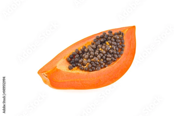Fototapeta sliced of ripe papaya isolated on white background