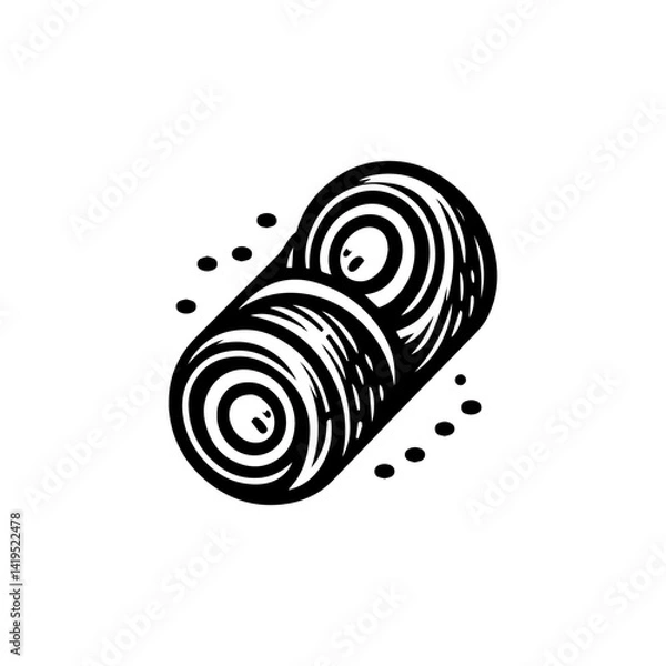 Fototapeta Cylindrical spring rolls stacked on round plate in lumpia logo vector style illustration
