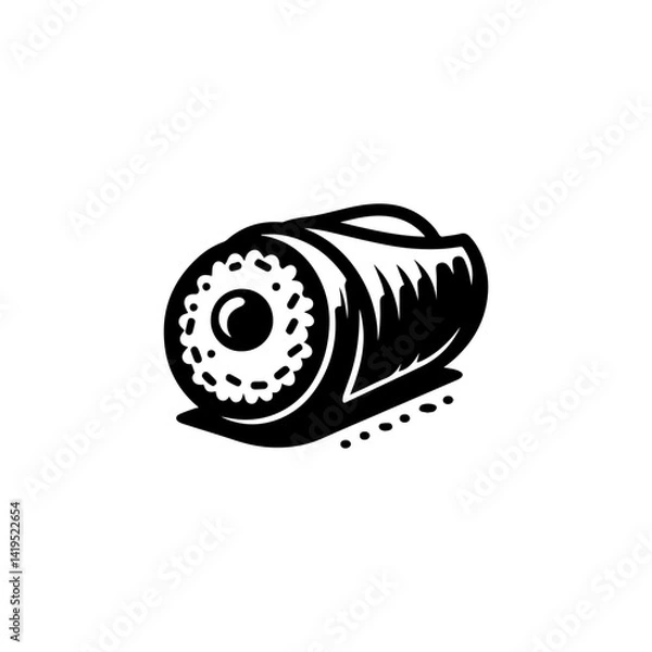 Fototapeta Cylindrical spring rolls stacked on round plate in lumpia logo vector style illustration