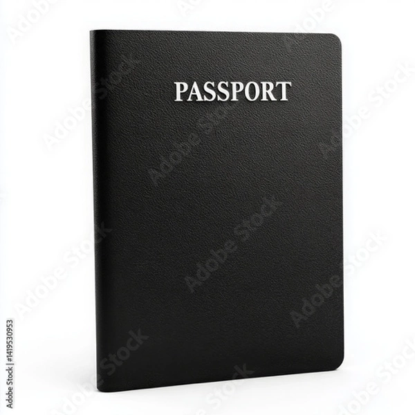 Fototapeta A black passport is shown on a white background