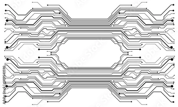 Fototapeta Technology Black lines circuit cyber pattern on white background vector