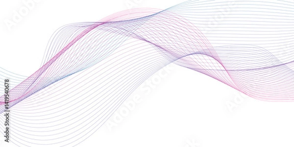 Obraz Abstract modern colorful wavy stylized blend liens gradient background. Blending gradient colors. Digital frequency track equalizer. Colorful shiny and smooth blend lines background. 