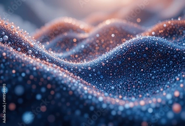 Obraz  An abstract digital wave of dots and lines with gradients and lighting effects creates a sense of movement and modernity, reminiscent of technological progress and cyberspace.