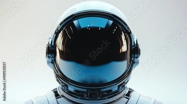 Fototapeta Astronaut helmet with reflective visor isolated on white background