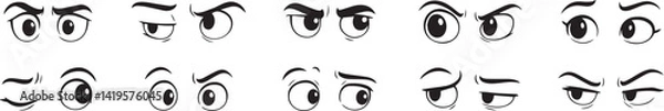 Obraz 10 Cartoon Eyes Expression Pack Unique Eye Emotion Illustrations on White Background editable colors