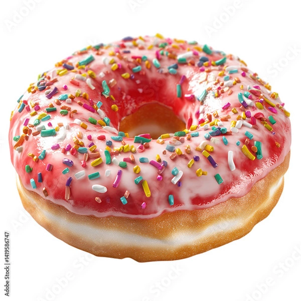 Fototapeta Glossy donut #78 with colorful toppings ? Isolated Object