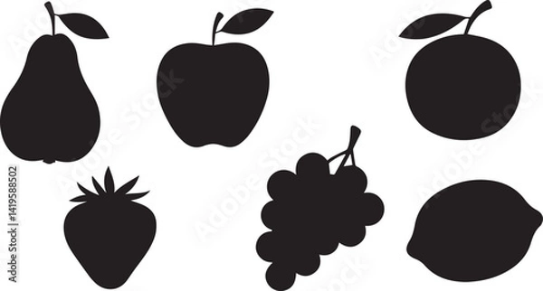 Fototapeta silhouette set of fruit vector
