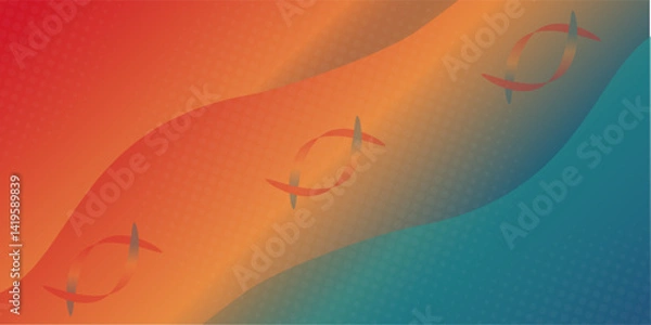 Obraz Vibrant, grainy background displays a blend of colors transitioning smoothly A stylized shape creates visual depth, embodying the essence of abstract design in contemporary art