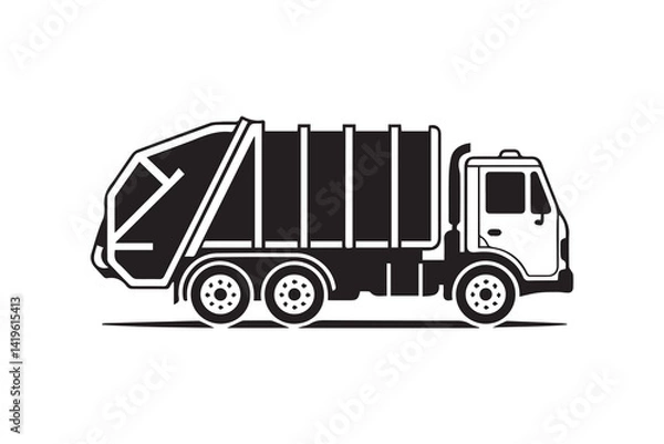 Obraz garbage truck black illustration vector