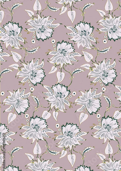 Fototapeta Floral and Leafy Textures in Beautiful Color Harmony