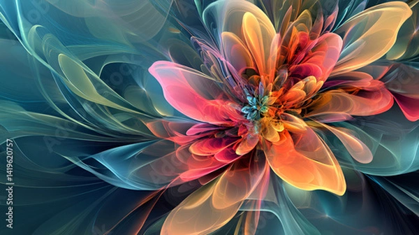 Obraz Abstract Colorful Flower Design, Vibrant mixture of summer garden flowers, Generative AI 