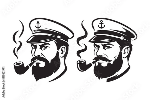 Obraz sailor captain black illustration vector