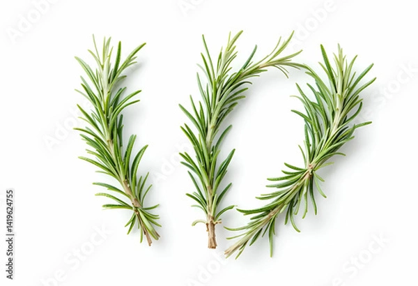 Fototapeta Set, Collection of fresh rosemary leaf herbal isolated on transparent background. Rosemary twig and leaves. Nature-inspired healthy food, diet design elements, cut out, PNG, clipping path .