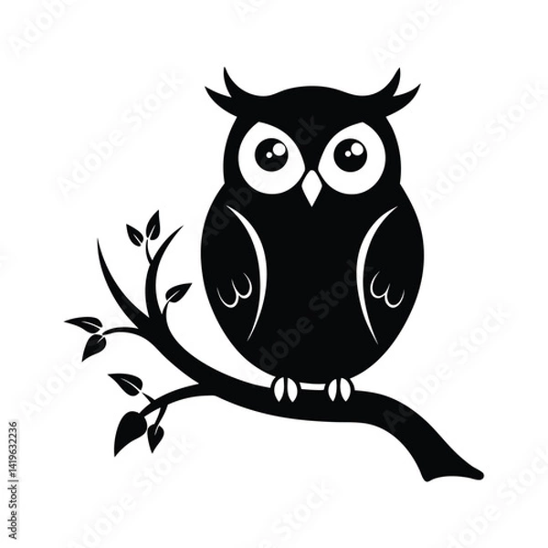 Fototapeta owl sitting on tree branch silhouette vector