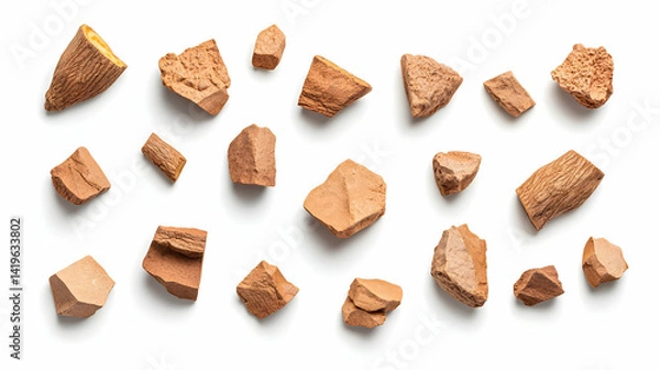 Fototapeta Various Pieces Of Cork On White Background