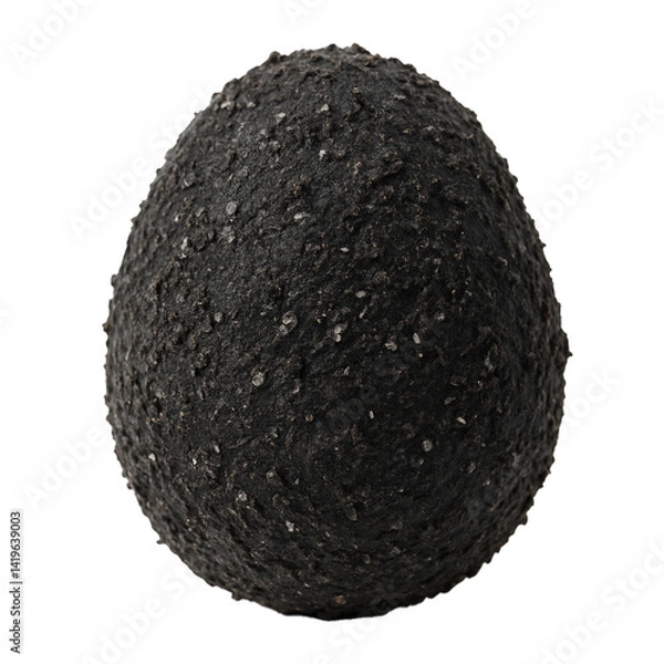 Fototapeta Preserved Egg salted egg: A Chaiya Salted Duck Egg Coated in Clay and Charcoal in white background from Chaiya district, Surat Thani province, Thailand.
