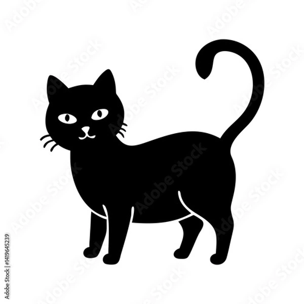Fototapeta cat icon, cat silhouette vector illustration-simple silhouette illustration of cat, perfect for cat logos and icons