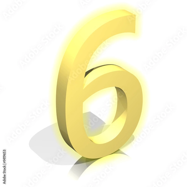 Obraz 3d złoty sześć