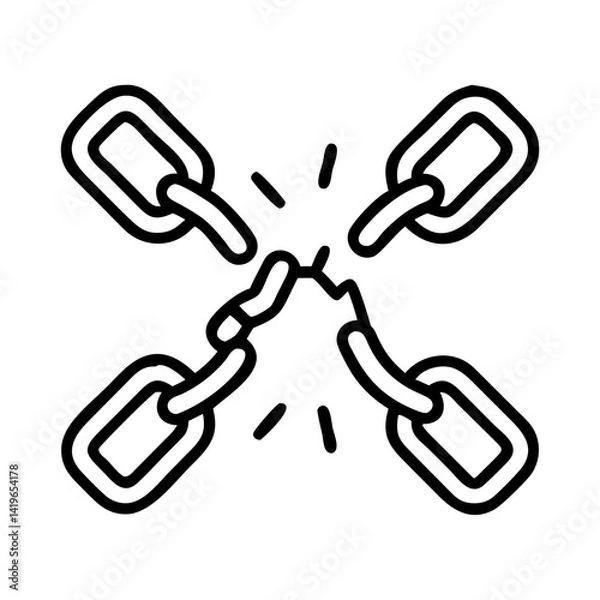 Fototapeta Broken chain illustration vector graphic for freedom concept, security and strength design element. 90