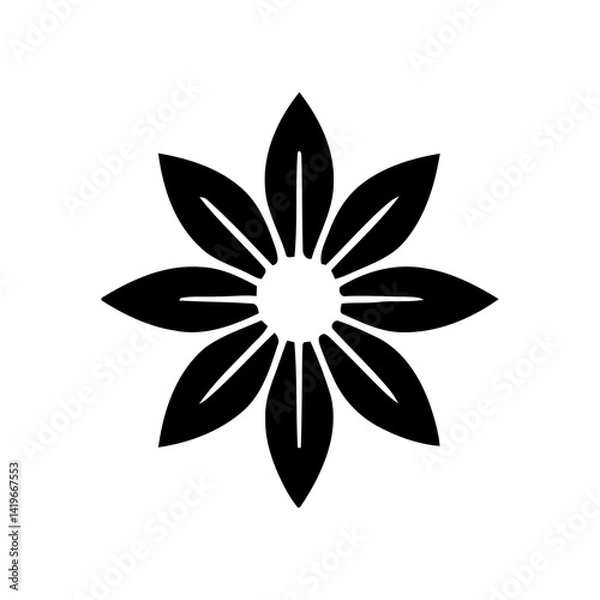 Fototapeta Elegant Black Flower Vector Shape A Stunning Geometric Floral Design Element