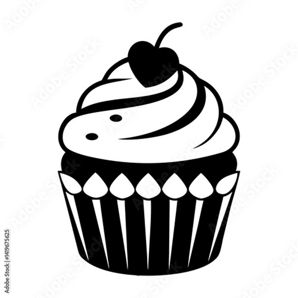 Fototapeta cupcake icon, cupcake silhouette vector illustration-simple silhouette illustration of cupcake, perfect for cupcake logos and icons