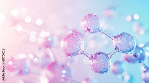 Fototapeta Colorful molecular structure with soft background glow