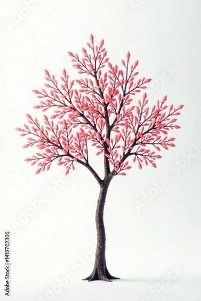 Fototapeta Delicate tree branches against white background, tree, minimalist