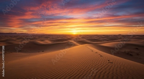 Fototapeta Vibrant Sunset over Desert Sand Dunes