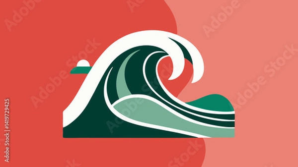 Fototapeta Stylized ocean wave vector, bold color blocks