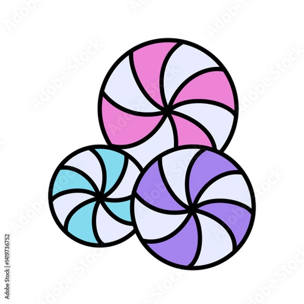 Obraz Peppermint swirl candies vector