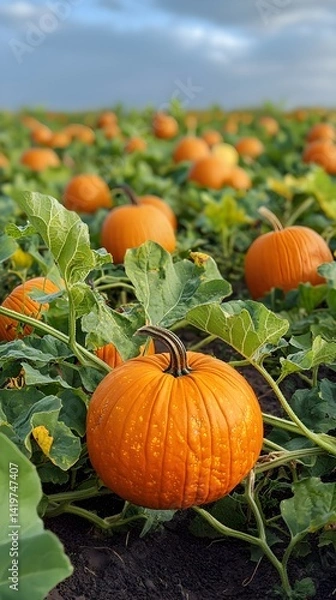Obraz "Autumn Harvest: Aerial View of Colorful Pumpkin Patch"