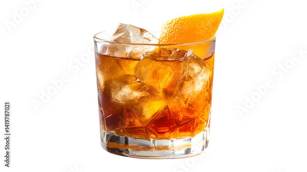 Fototapeta Classic Old Fashioned Cocktail on White Background for Professional Use