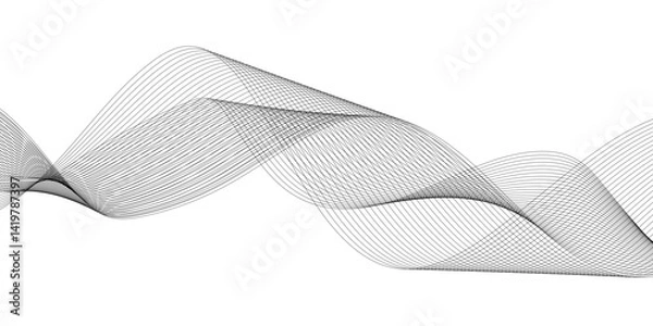 Fototapeta Abstract black lines wave curve motion on white background. Vector Illustration. Abstract line art vector. Hand drawn doodle line design for cover,poster, web, print and wall decoration.